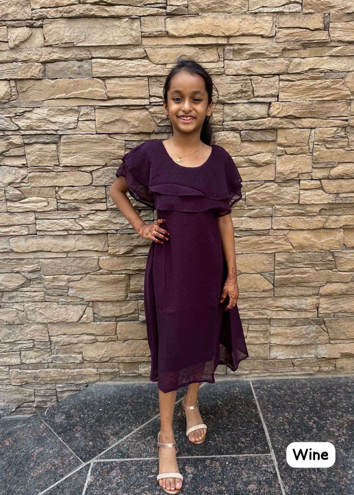 girls kidswear gown biba fabric details heavy bubble georgette with inner concept double layer ruffle neck pattern 4 year to 12 year girls kids gown